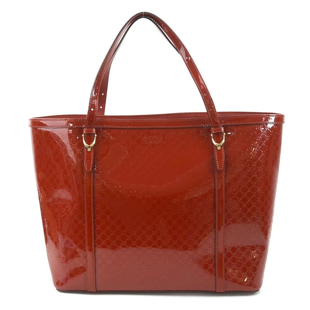 Gucci Guccissima Patent Leather Tote Bag Red